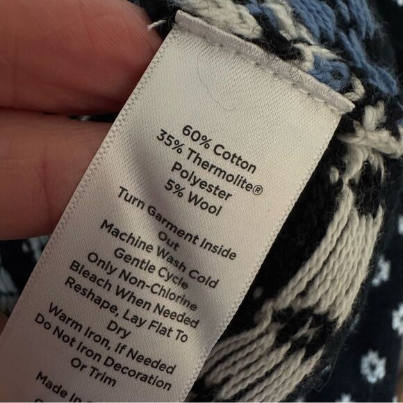 T by TALBOTS Thermolite Snap Button Mockneck Sweater Fair Isle Nordic Cozy - Picture 9 of 9